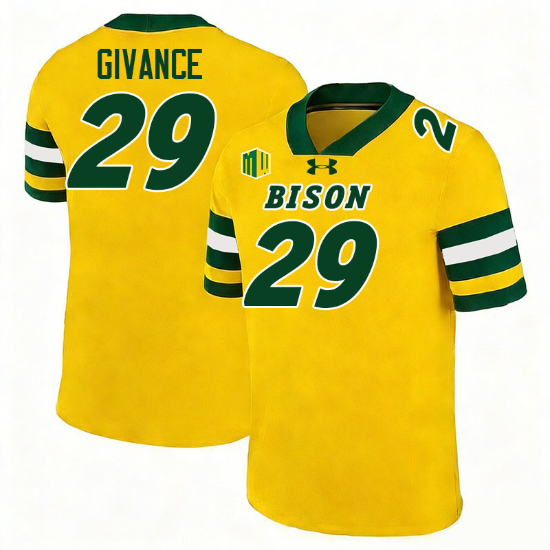 North Dakota State Bison #29 Darius Givance College Football Jerseys,Uniforms-Gold